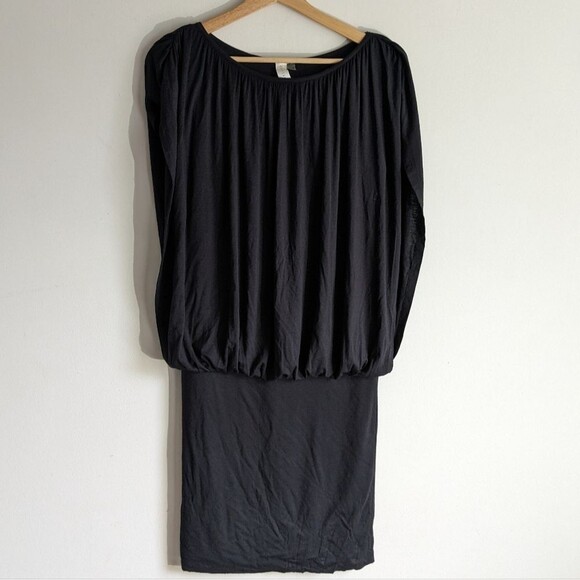 Seven times seven Black Drape Drop Waist Dress Women's Size Small - Picture 2 of 9